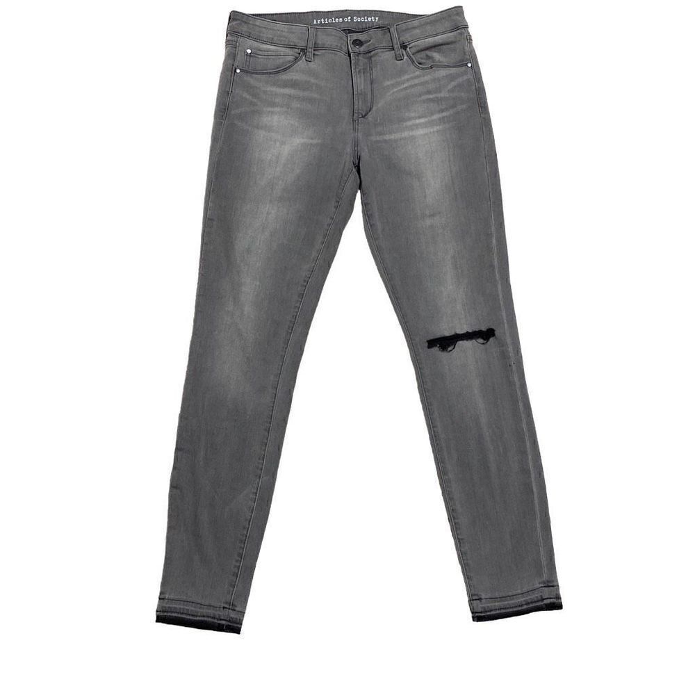 Articles of Society Grey Skinny Raw Hem Jeans Size 30